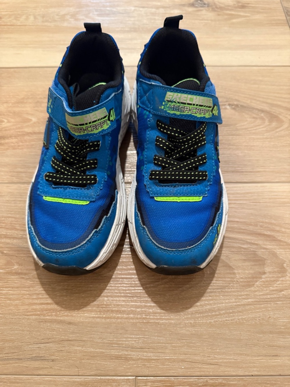 Minecraft Skechers Boys Blue Sneakers with Neon Green Accents